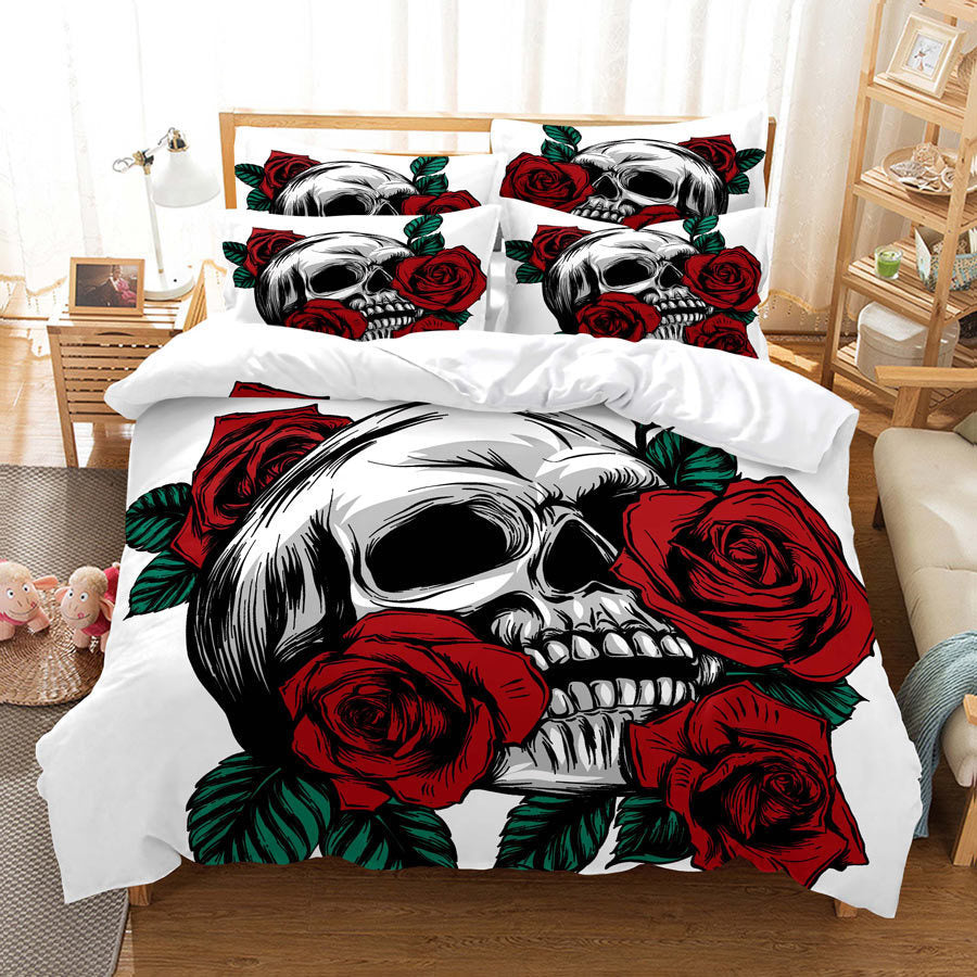 HKM-962899 Rose Floral Polyester Duvet Cover Set with Pillowcases - Multiple Sizes Available