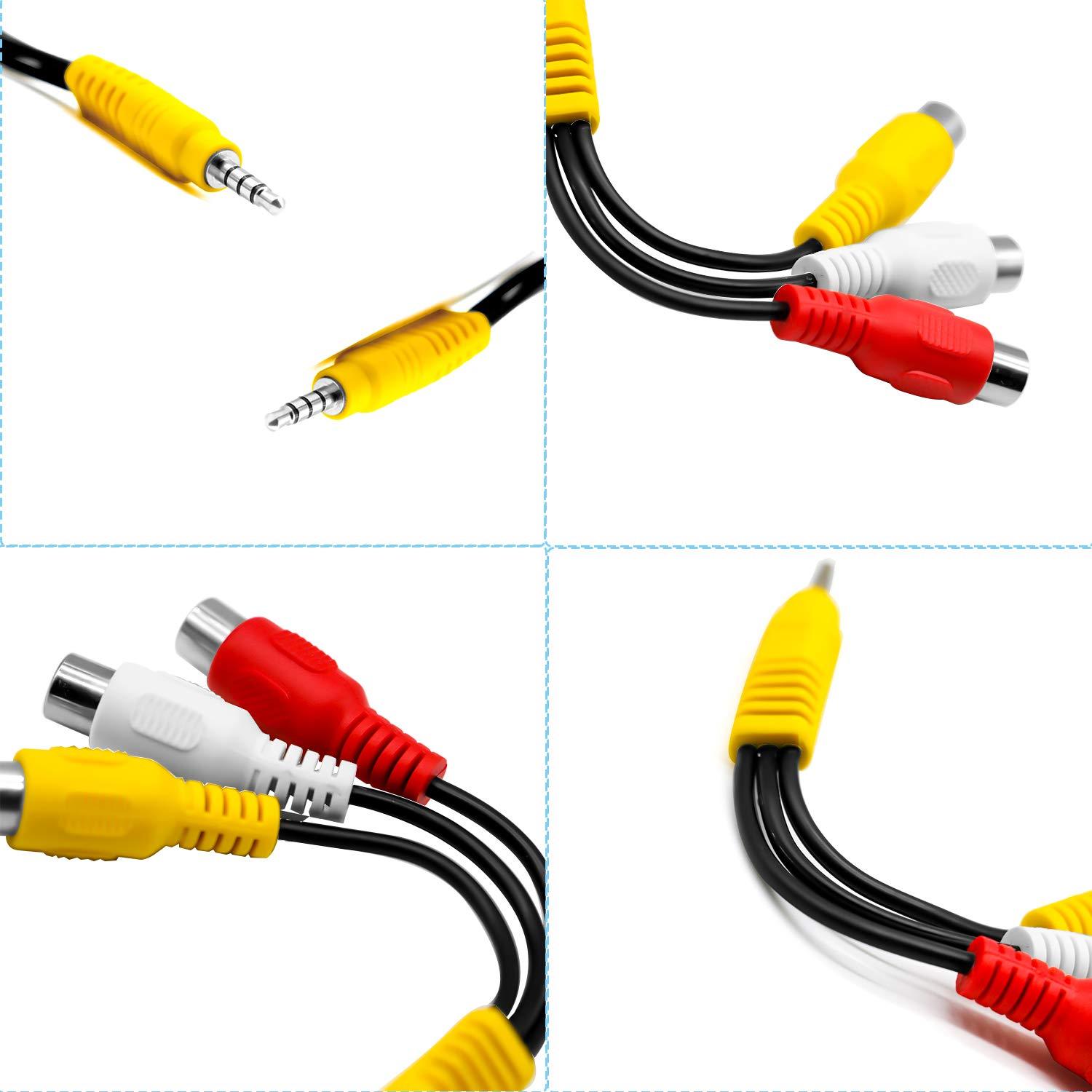 HKM-962963 3.5mm Female to RCA Video Audio Cable with 18mm Extension Head, Suitable for Set-Top Box Connection