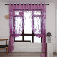 HKM-963283 Elegant Jacquard Burnt-Out Peony Window Curtain - Cotton & Polyester Blend, Light-Filtering Design