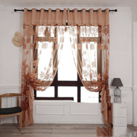 HKM-963283 Elegant Jacquard Burnt-Out Peony Window Curtain - Cotton & Polyester Blend, Light-Filtering Design