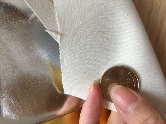 HKM-963411 Faux Leather PU Fabric for Bag Card Sleeve - 0.6mm Thickness, Gold and Silver Color, 137cm Width, 1 Yard Length