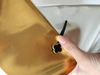 HKM-963411 Faux Leather PU Fabric for Bag Card Sleeve - 0.6mm Thickness, Gold and Silver Color, 137cm Width, 1 Yard Length