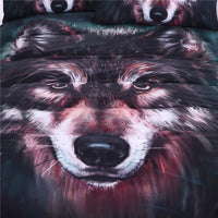 HKM-963411 Wolf Art 4-Piece Duvet Cover Set with Pillow Shams in Various Sizes