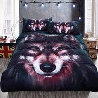 HKM-963411 Wolf Art 4-Piece Duvet Cover Set with Pillow Shams in Various Sizes