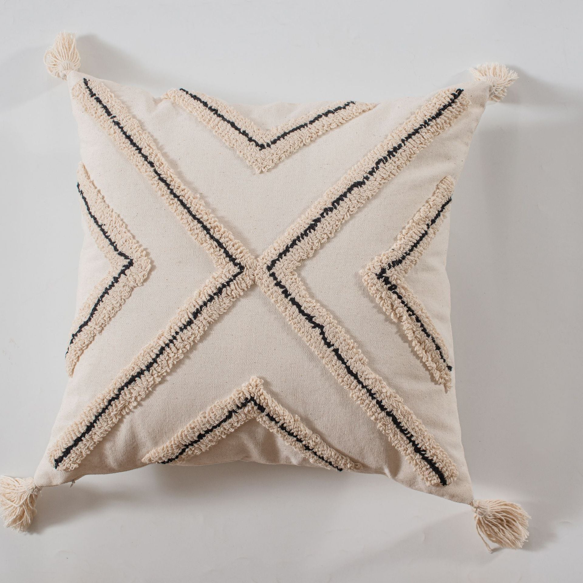 HKM-963539 Ethnic Style Tufted Tassel Cushion Pillow Cover - 45x45cm, Various Colors Available