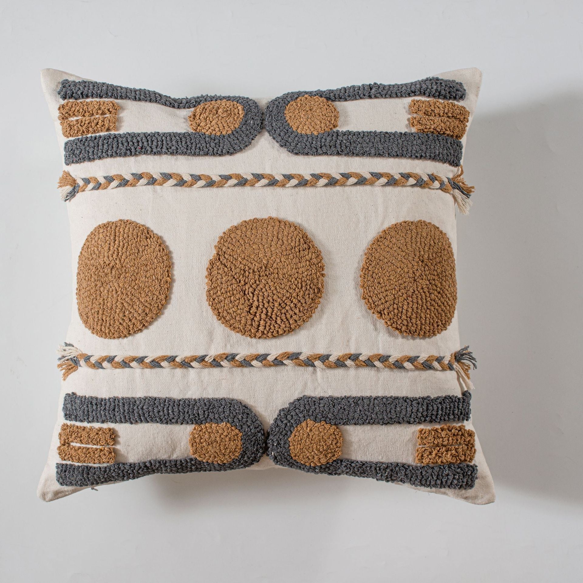 HKM-963539 Ethnic Style Tufted Tassel Cushion Pillow Cover - 45x45cm, Various Colors Available
