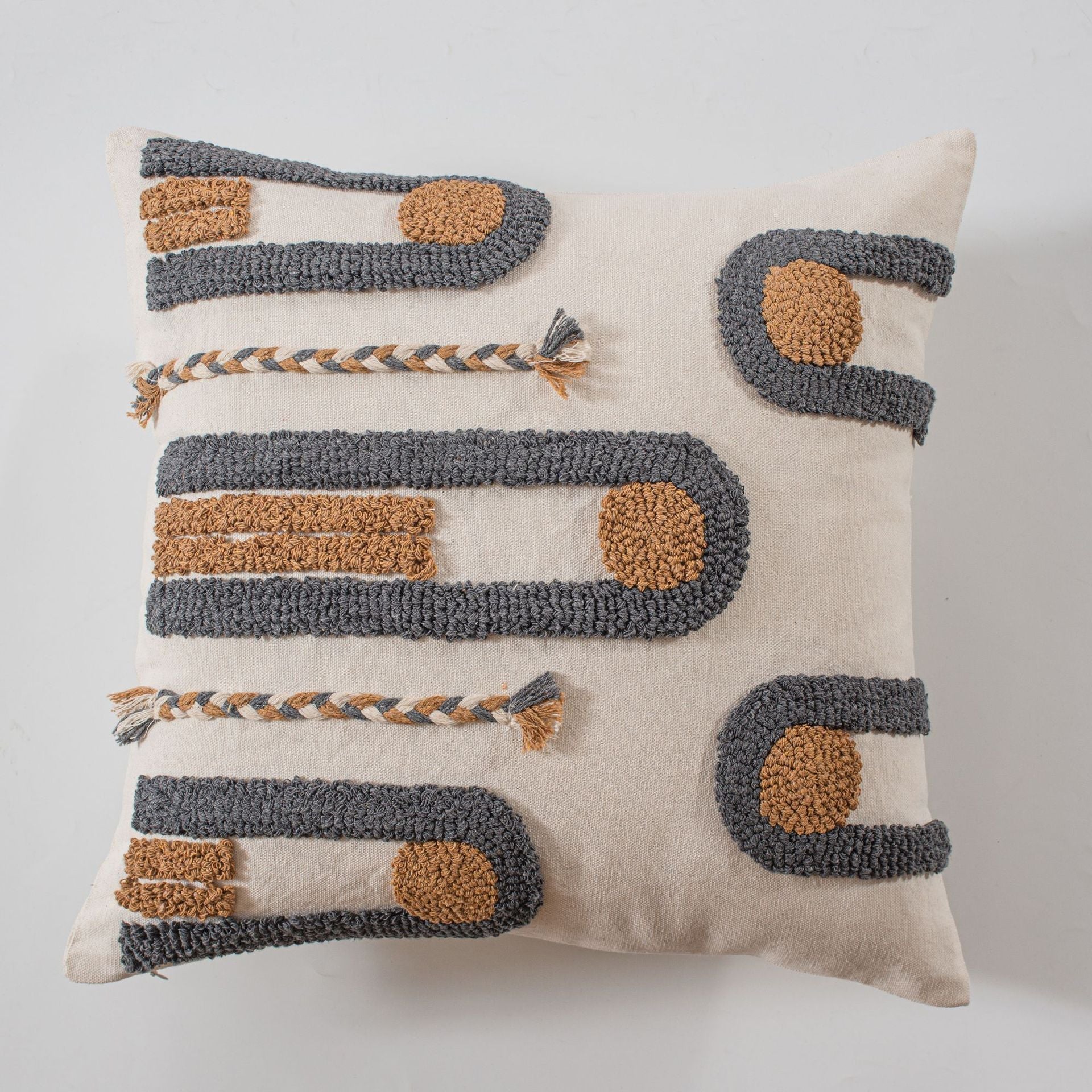 HKM-963539 Ethnic Style Tufted Tassel Cushion Pillow Cover - 45x45cm, Various Colors Available