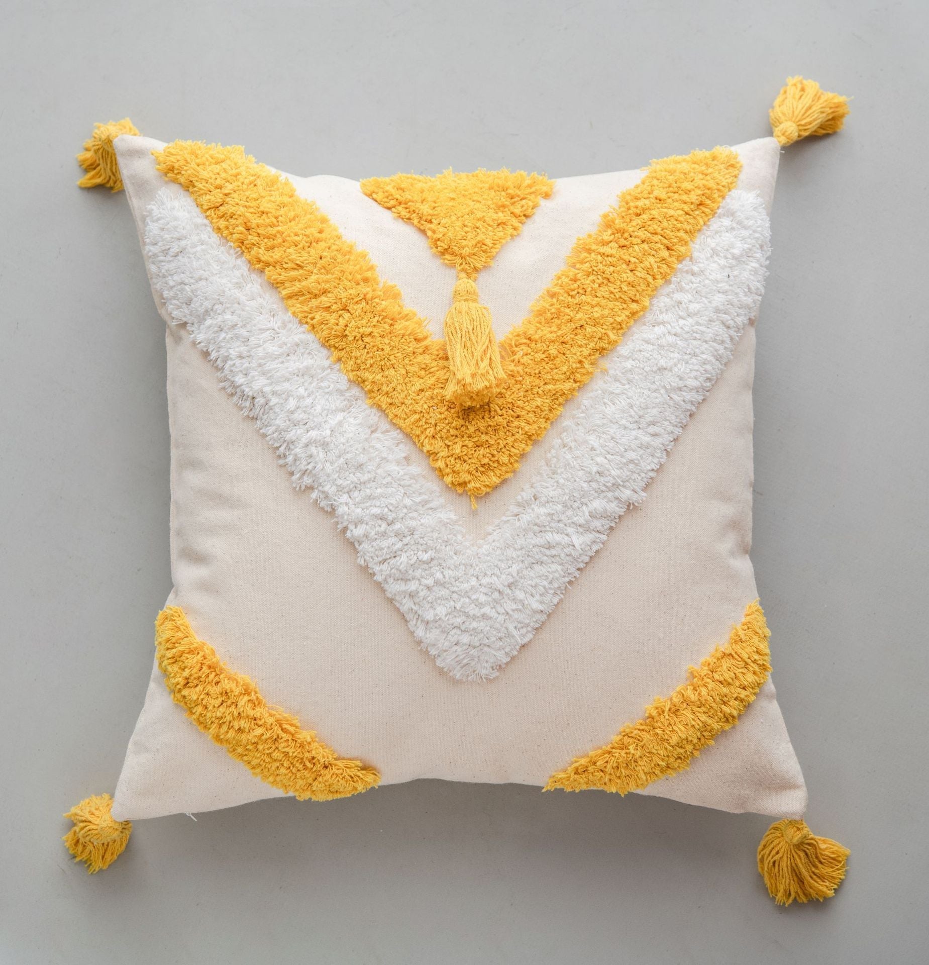 HKM-963539 Ethnic Style Tufted Tassel Cushion Pillow Cover - 45x45cm, Various Colors Available