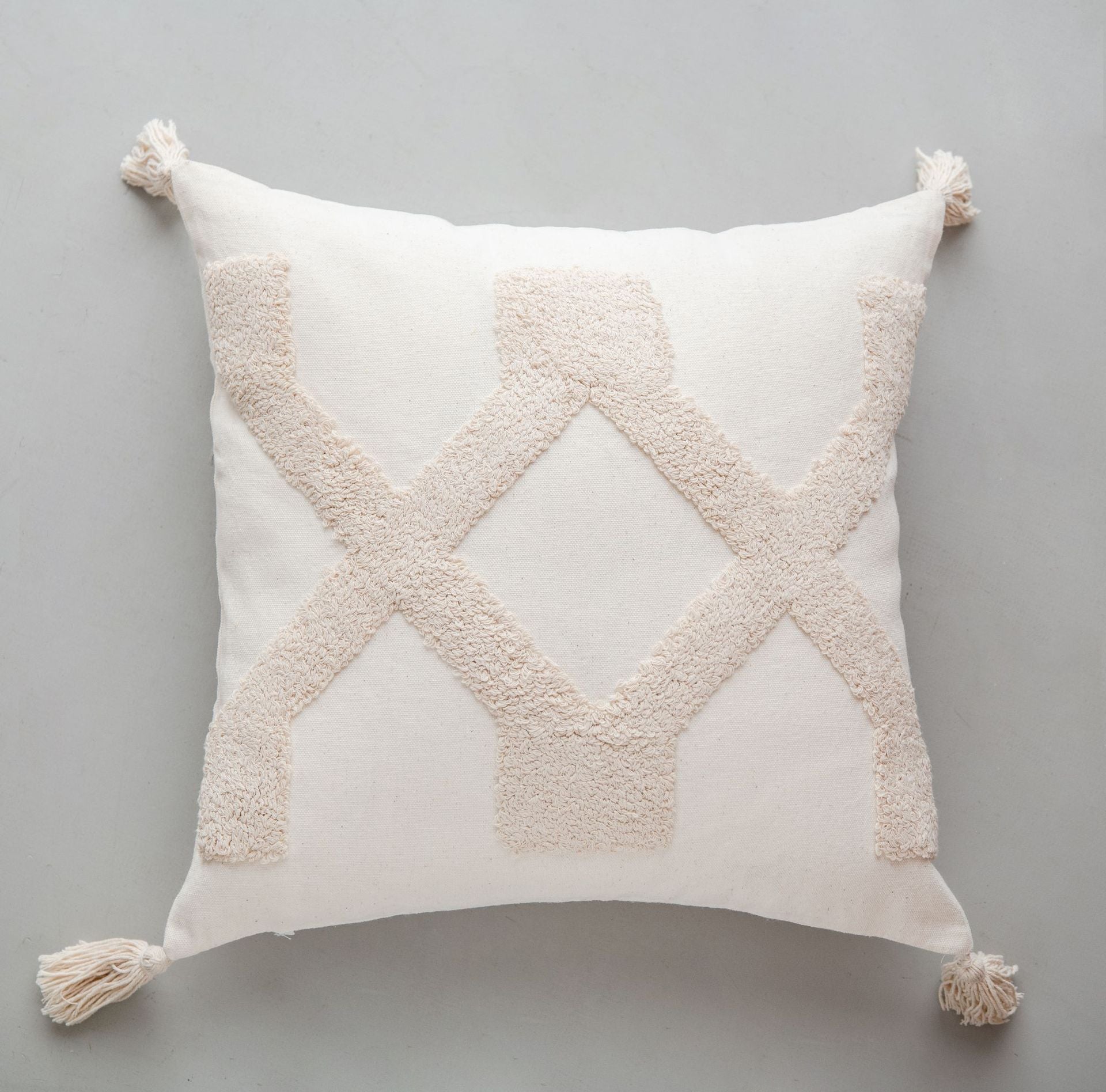 HKM-963539 Ethnic Style Tufted Tassel Cushion Pillow Cover - 45x45cm, Various Colors Available