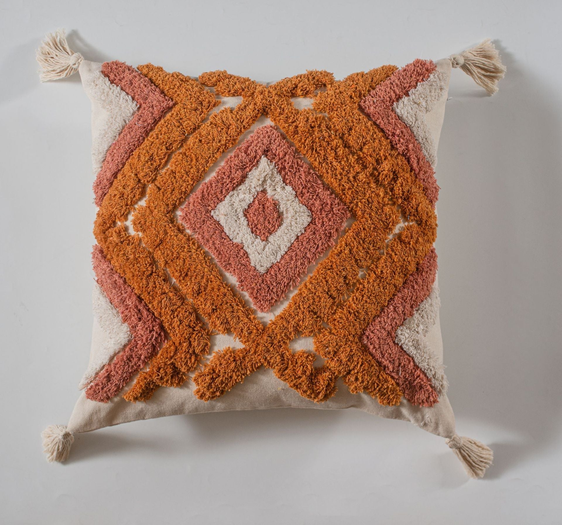 HKM-963539 Ethnic Style Tufted Tassel Cushion Pillow Cover - 45x45cm, Various Colors Available