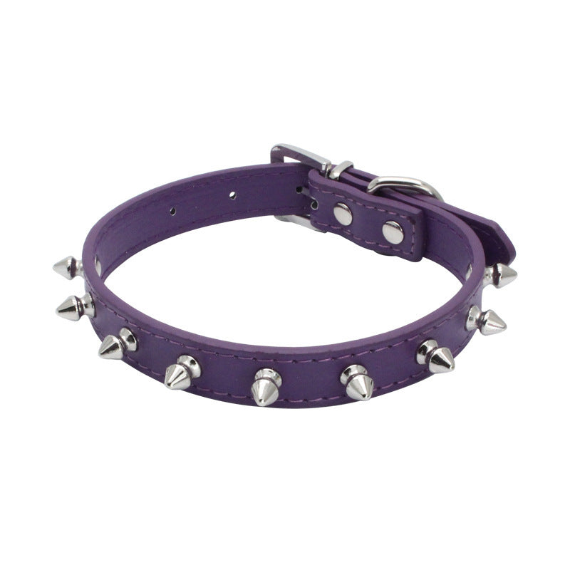 HKM-963603 Anti-Bite Leather Dog Collar and Leash Set for Small to Medium Dogs – Blue, Black, White, Red, Purple, Pink, Rose, Light Brown