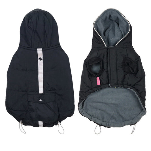 HKM-963603 Reflective Black Cotton Dog Coat for Winter - Multiple Sizes Available