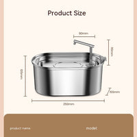 HKM-963603 Stainless Steel 3.2L Antibacterial Pet Water Feeder with Purification System for Cats and Small to Medium Dogs