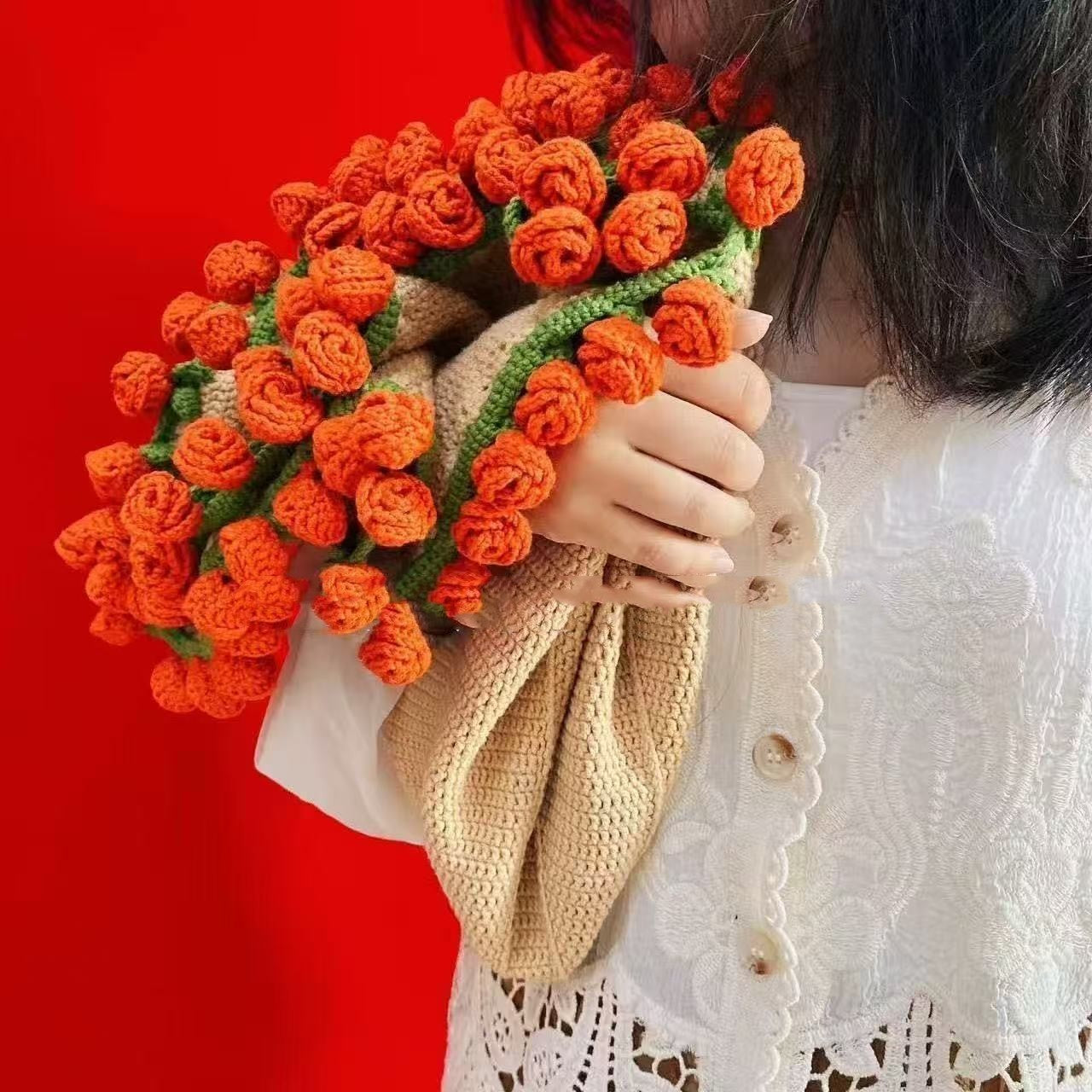 HKM-963731 Handmade Wool DIY Bouquet Blanket Crafting Material Kit - 65cm Non-Finished Product