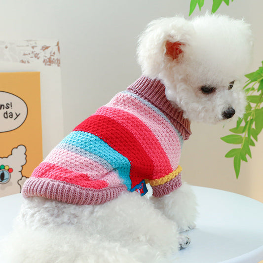 HKM-963987 Colorful Striped Sweater for Pets in Multiple Sizes - Comfortable and Casual