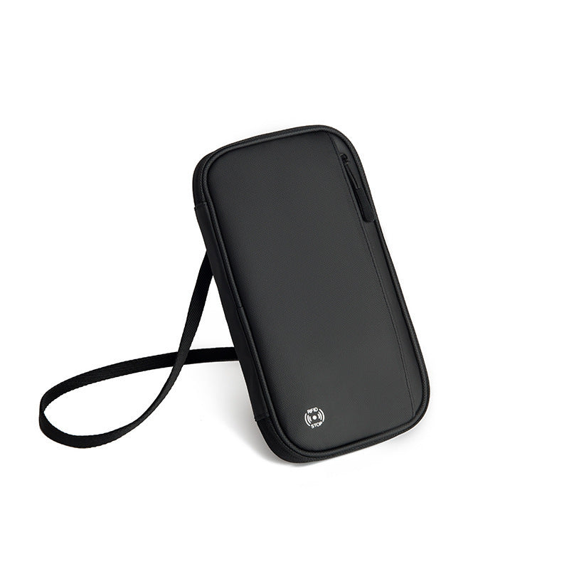 HKM-963987 Large Capacity RFID Hanging Neck Travel Passport Holder Wallet with Multiple Slots for Documents and Cards