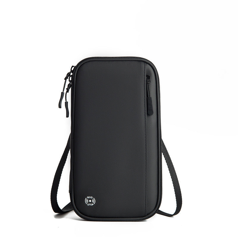 HKM-963987 Large Capacity RFID Hanging Neck Travel Passport Holder Wallet with Multiple Slots for Documents and Cards