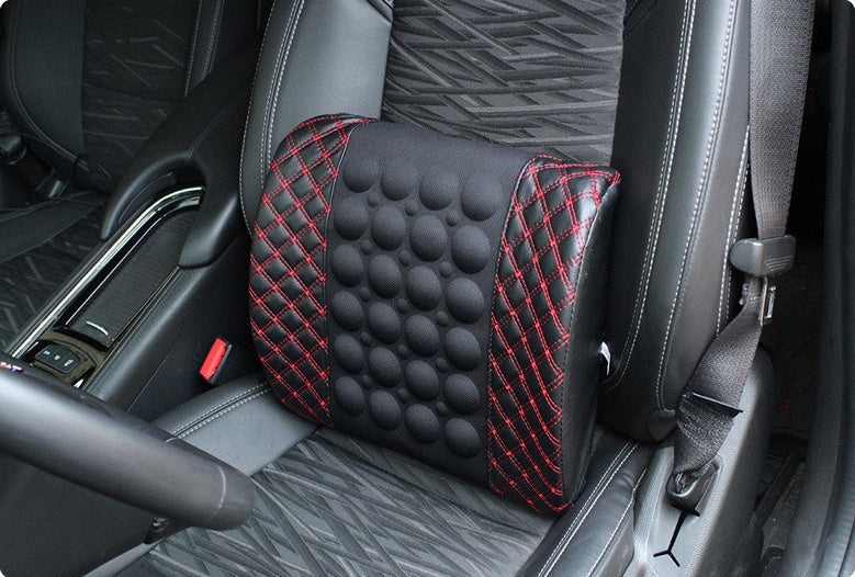 HKM-964115 Red Wine Electric Lumbar Massage Cushion with Adjustable Vibration and Heating Function