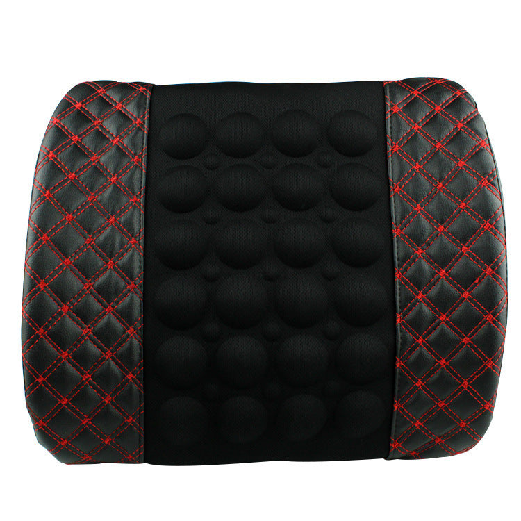 HKM-964115 Red Wine Electric Lumbar Massage Cushion with Adjustable Vibration and Heating Function