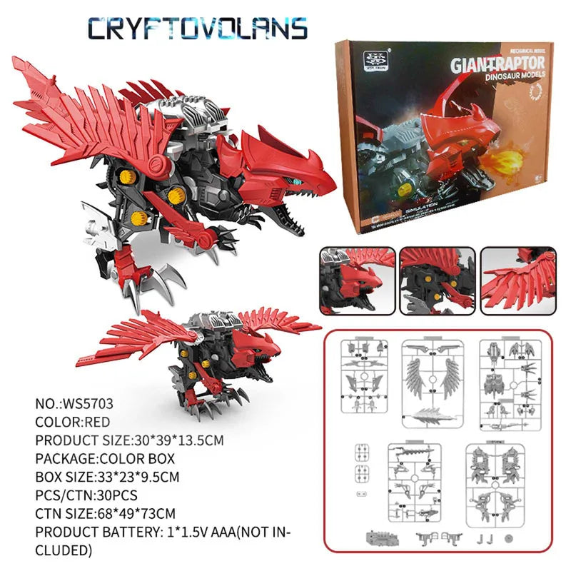 HKM-964307 Dinosaur Model DIY Assembly Educational Toy for Kids, 3D Puzzle Building Block Set
