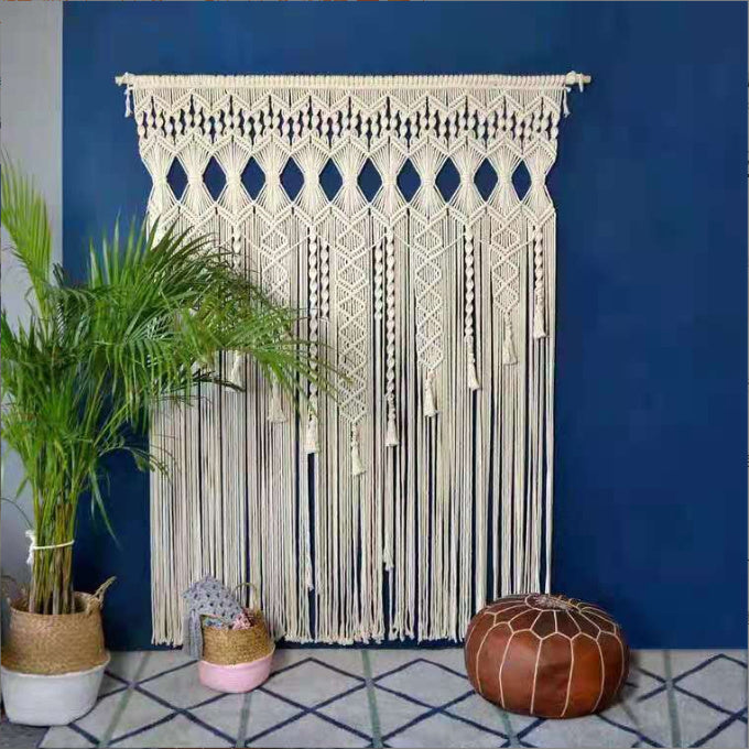 HKM-964435 Nordic Woven Tassel Sliding Curtain - Perforated Shading Light Partition with Various Finishes