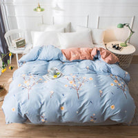 HKM-964563 Cotton Twill Printed Quilt Cover Set with Pillowcases in Floral Designs