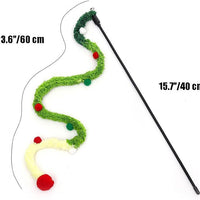 HKM-964563 Interactive Plush Cat Teaser Wand with Colorful Fluffy Ball and Bells for All Breeds