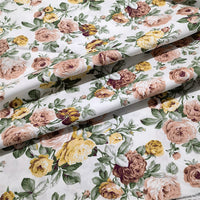 HKM-964563 Large Flower Peony Rose Cotton Twill Fabric for Bedding and Clothing, 100% Cotton, 160cm Wide, 10M Length