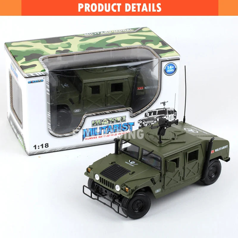 HKM-964691 Military Alloy Diecast Model Car 1:18 - Durable Toy Vehicle for Kids 2-13 Years