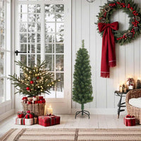 HKM-964691 Slim Artificial Christmas Tree with Stand - 150 cm Green PVC Design