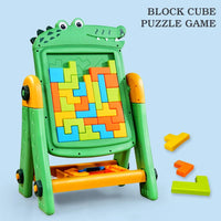 HKM-964883 2 in 1 Multifunctional Children's Drawing Board with Puzzle Game - Double-Sided Cartoon Doodle Toy