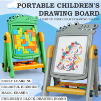 HKM-964883 2 in 1 Multifunctional Children's Drawing Board with Puzzle Game - Double-Sided Cartoon Doodle Toy