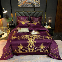 HKM-964883 European Style Embroidered Flower Cotton Bedding Set - Four-Piece or Six-Piece Options