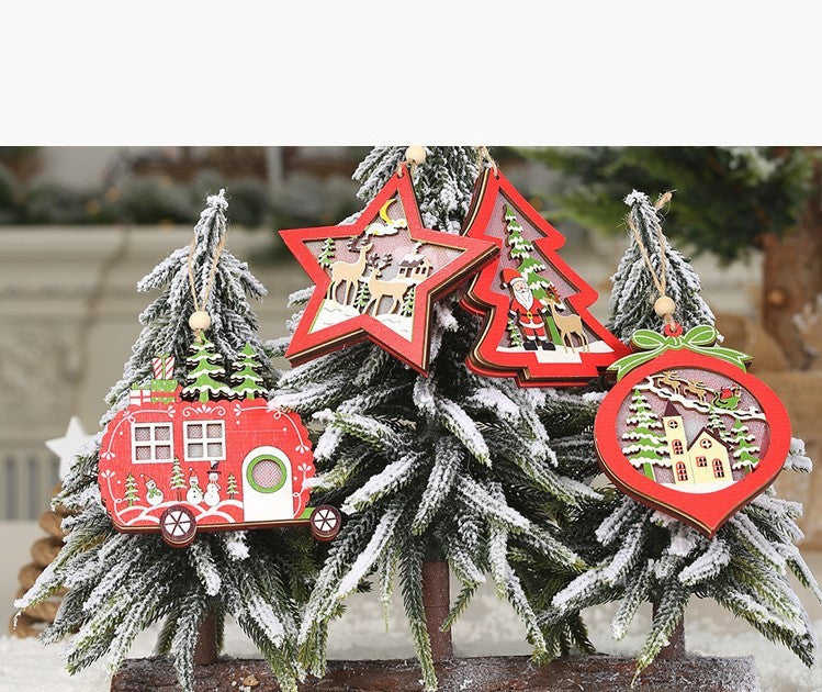 HKM-965011 Creative Hollow Wooden Pendant Light for Festive Decor, Available in Various Shapes