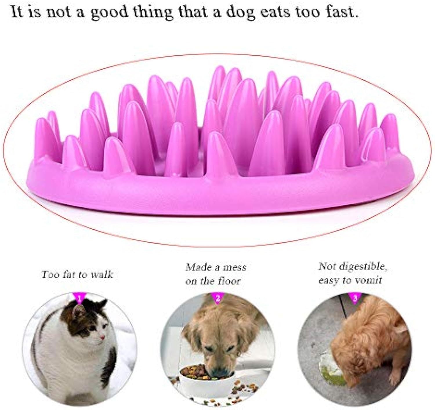 HKM-965075 Interactive Cat and Dog Slow Feeder Bowl - Non-Slip Puzzle Design for Safe Eating, Jungle Theme