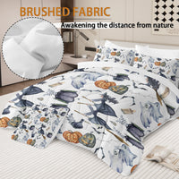 HKM-965203 Halloween Witch Pattern Comforter Set - 8-Piece Bed in a Bag with Comforter, Sheets, Pillow Shams, and Cushion Covers
