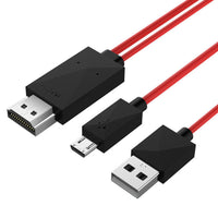 HKM-965267 Universal 11PIN HDMI Adapter Mobile Video Cable - 2m Length in Black and Red