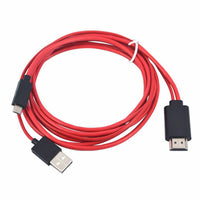 HKM-965267 Universal 11PIN HDMI Adapter Mobile Video Cable - 2m Length in Black and Red