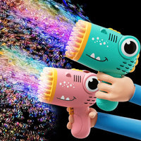 HKM-965523 40-Hole Cartoon Dinosaur Automatic Bubble Maker for Kids - Fun Bubble Blowing Machine