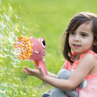 HKM-965523 40-Hole Cartoon Dinosaur Automatic Bubble Maker for Kids - Fun Bubble Blowing Machine