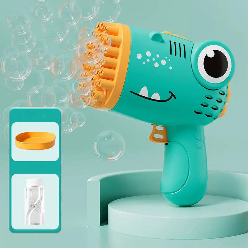 HKM-965523 40-Hole Cartoon Dinosaur Automatic Bubble Maker for Kids - Fun Bubble Blowing Machine