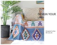 HKM-965651 Geometric Knitted Blanket Made of Cotton and Polyester for Sofa and Bed Use