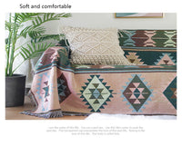 HKM-965651 Geometric Knitted Blanket Made of Cotton and Polyester for Sofa and Bed Use