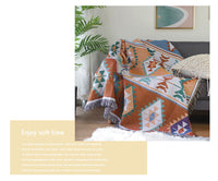 HKM-965651 Geometric Knitted Blanket Made of Cotton and Polyester for Sofa and Bed Use