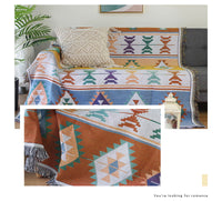 HKM-965651 Geometric Knitted Blanket Made of Cotton and Polyester for Sofa and Bed Use
