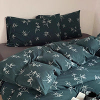HKM-965715 Cotton Knitted Printed Four-Piece Bedding Set with Geometric, Floral, and Animal Patterns