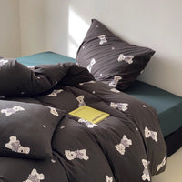 HKM-965715 Cotton Knitted Printed Four-Piece Bedding Set with Geometric, Floral, and Animal Patterns