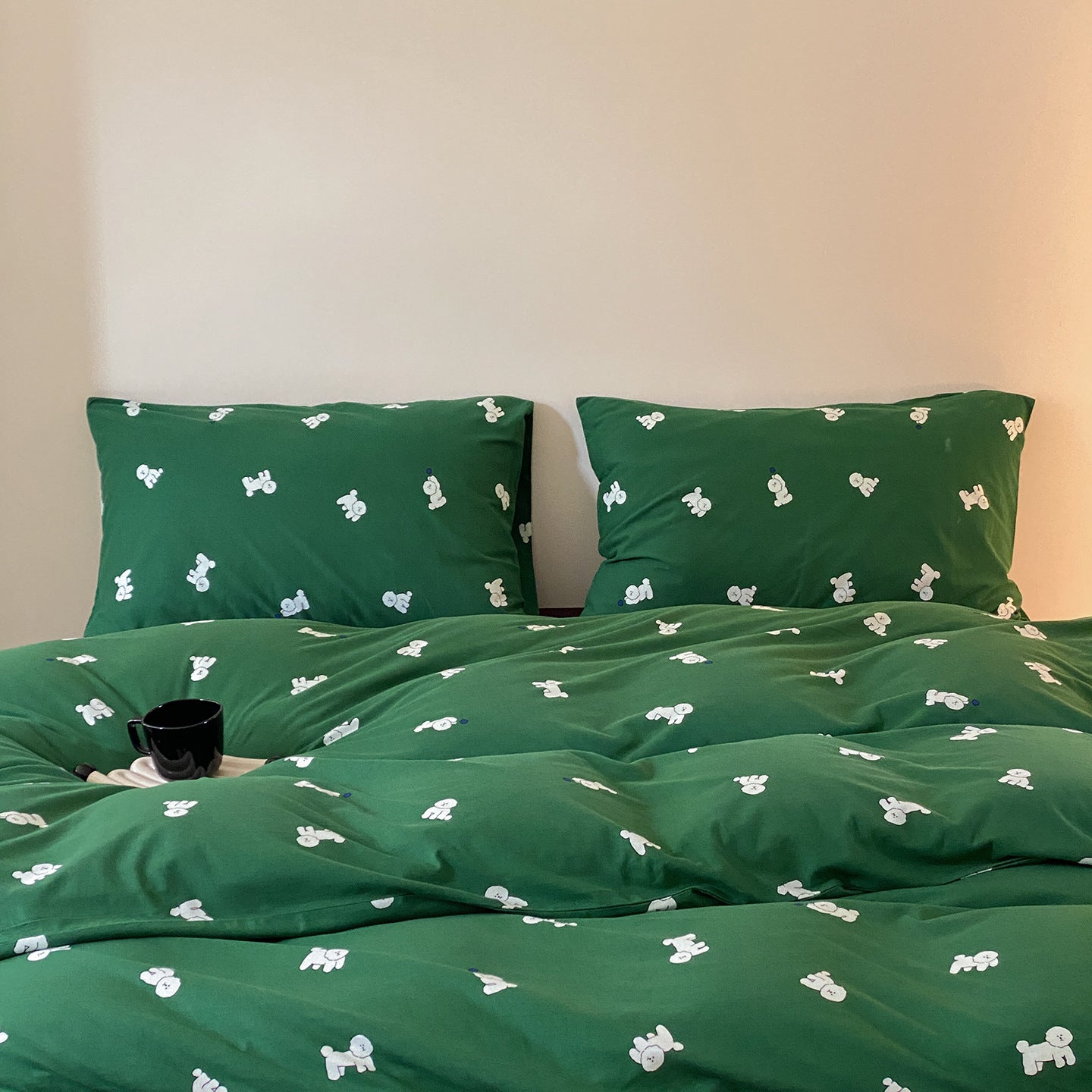 HKM-965715 Cotton Knitted Printed Four-Piece Bedding Set with Geometric, Floral, and Animal Patterns