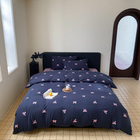 HKM-965715 Cotton Knitted Printed Four-Piece Bedding Set with Geometric, Floral, and Animal Patterns