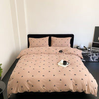 HKM-965715 Cotton Knitted Printed Four-Piece Bedding Set with Geometric, Floral, and Animal Patterns